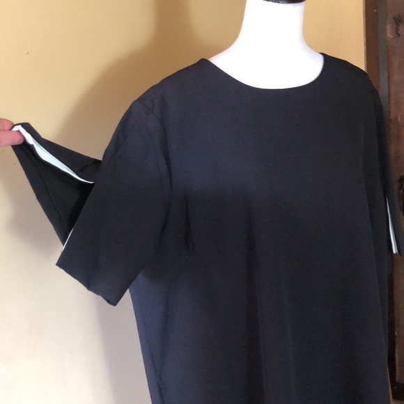 REPREVE sz 24W Little Black Dress White Pleat Sleeve ECORecycle FastDry $180 NEW - Picture 11 of 17